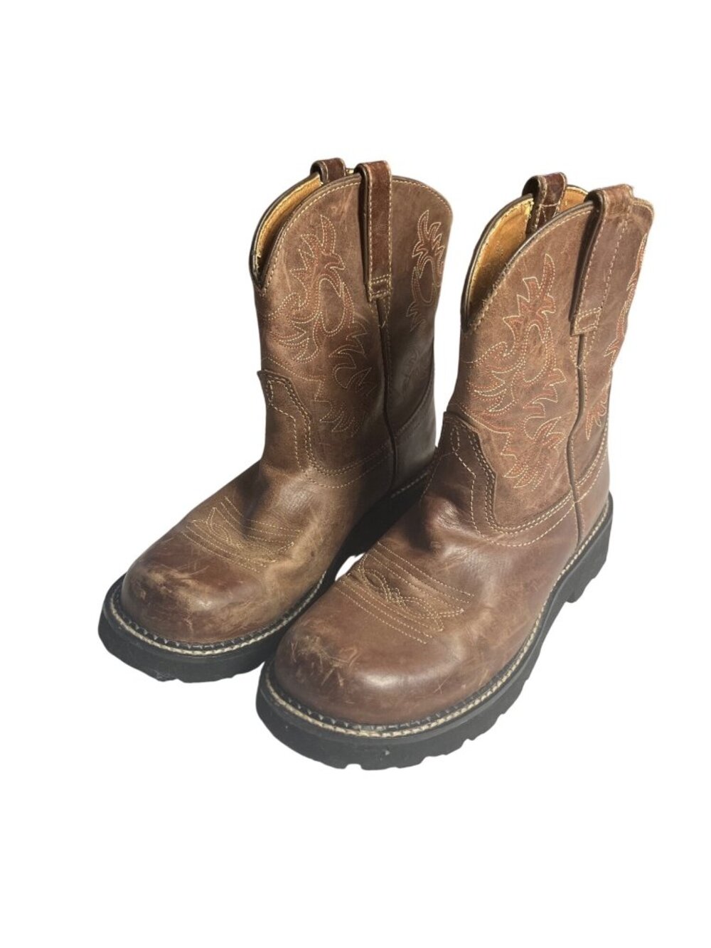 Ariat Fatbaby Western Boots Women’s 10B Brown Leather Embroidered Cowgirl style
